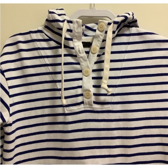 J. CREW Pullover Hoodie Women's XXS Striped Cotton Navy Blue With Pocket, CB71 - Picture 6 of 8